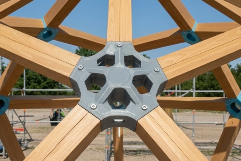 Large-format additive manufacturing in-progress part on build surface